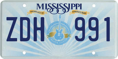 MS license plate ZDH991