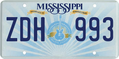 MS license plate ZDH993