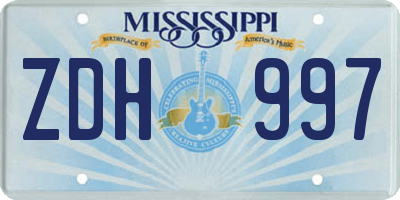 MS license plate ZDH997