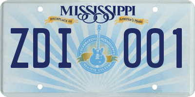 MS license plate ZDI001