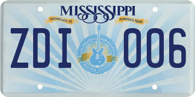 MS license plate ZDI006