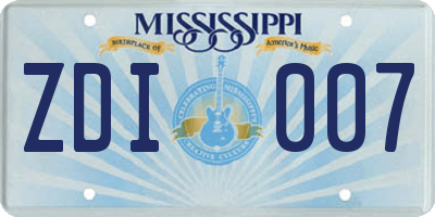 MS license plate ZDI007