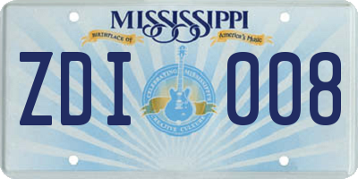 MS license plate ZDI008