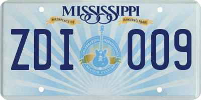 MS license plate ZDI009