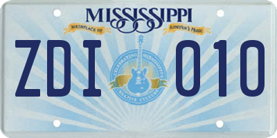 MS license plate ZDI010