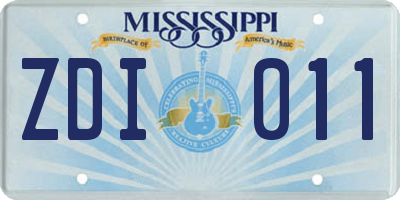 MS license plate ZDI011
