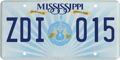 MS license plate ZDI015