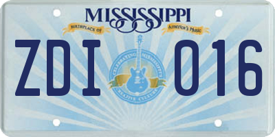 MS license plate ZDI016