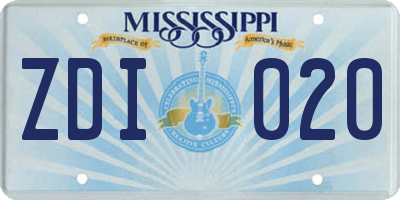 MS license plate ZDI020
