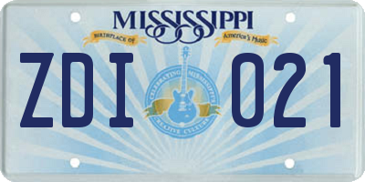 MS license plate ZDI021