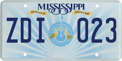 MS license plate ZDI023