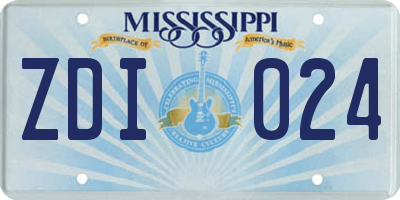 MS license plate ZDI024