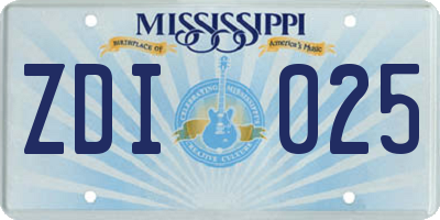 MS license plate ZDI025