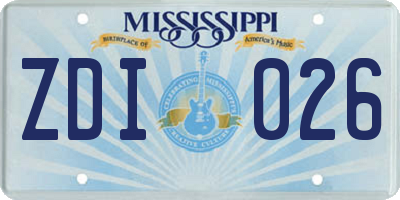 MS license plate ZDI026