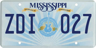 MS license plate ZDI027