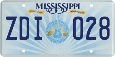MS license plate ZDI028