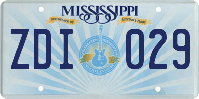 MS license plate ZDI029