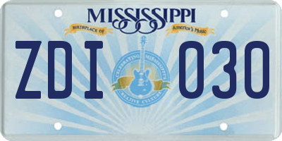 MS license plate ZDI030