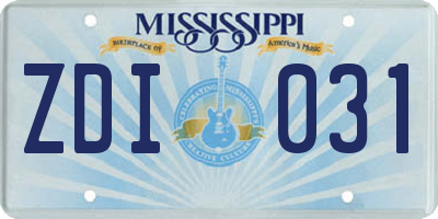 MS license plate ZDI031