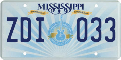 MS license plate ZDI033