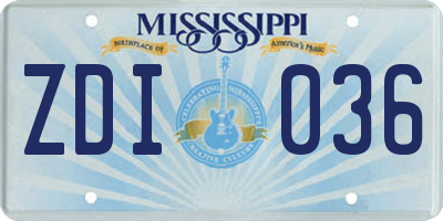 MS license plate ZDI036