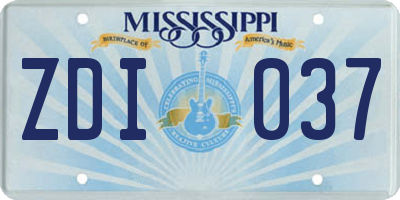 MS license plate ZDI037