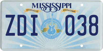 MS license plate ZDI038