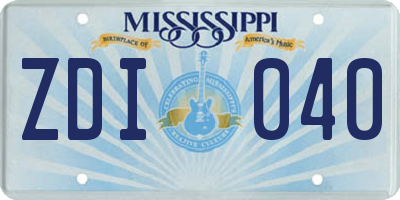 MS license plate ZDI040