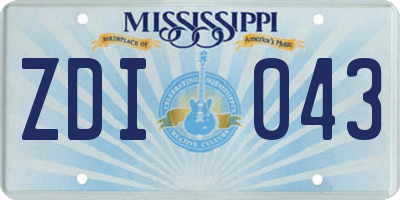 MS license plate ZDI043