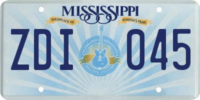 MS license plate ZDI045
