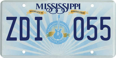 MS license plate ZDI055