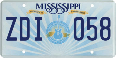 MS license plate ZDI058