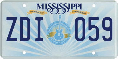 MS license plate ZDI059
