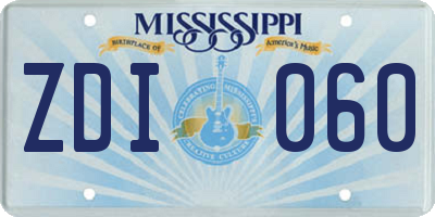 MS license plate ZDI060