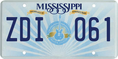 MS license plate ZDI061