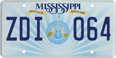 MS license plate ZDI064