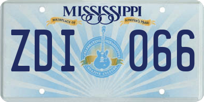 MS license plate ZDI066