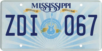 MS license plate ZDI067