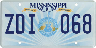 MS license plate ZDI068
