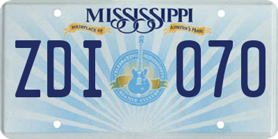 MS license plate ZDI070