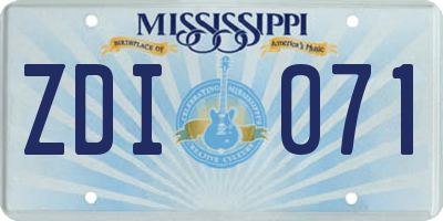 MS license plate ZDI071