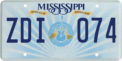 MS license plate ZDI074