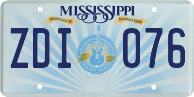 MS license plate ZDI076