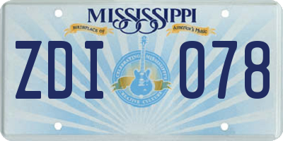 MS license plate ZDI078