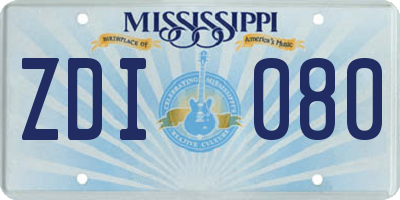 MS license plate ZDI080