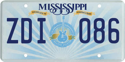 MS license plate ZDI086