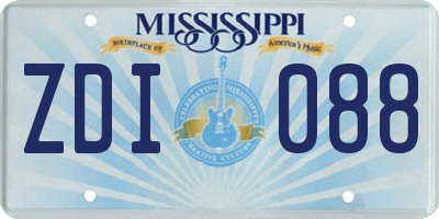 MS license plate ZDI088