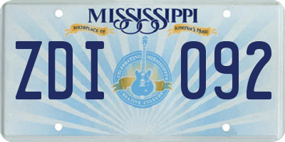 MS license plate ZDI092