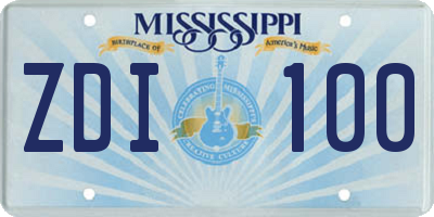 MS license plate ZDI100
