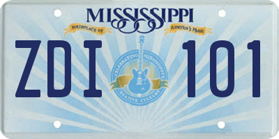 MS license plate ZDI101